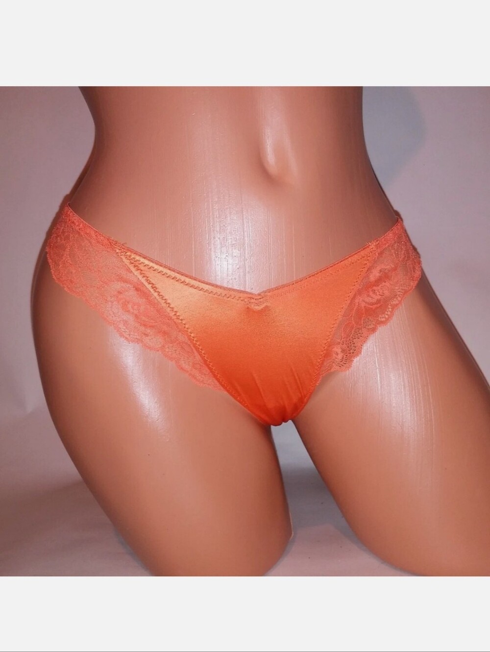 Victoria's secret VERY SEXY Lace-Trim High-Leg thong Panty SUNNY ORANGE LARGE